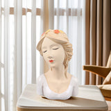 Modern Ceramic Face Vases Decorative Modern Style Shy Girl Flower Lady Head Vase for Unisex Plants Lover White In Australia - Darrahopens