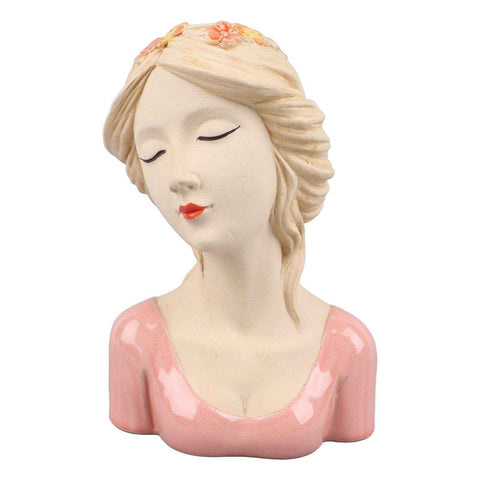 Modern Ceramic Face Vases Decorative Modern Style Shy Girl Flower Lady Head Vase for Unisex Plants Lover Pink In Australia - Darrahopens