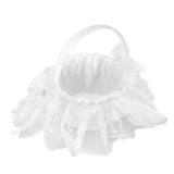 Wedding Flower Girl Basket White Lace Classic Gift Ceremony Supplies for Rose Petals In Australia - Darrahopens