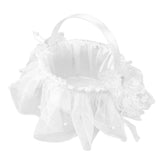 Wedding Flower Girl Basket White Lace Classic Gift Ceremony Supplies for Rose Petals In Australia - Darrahopens