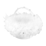 White Flower Girl Basket Petal Beads Decoration Handheld Bridesmaid Scattering Wedding Basket In Australia - Darrahopens