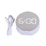 Digital Mirror Clock Alarm White Big Round Screen Easy to Read Portable LED Clock for Office Bedroom Travel In Australia - Darrahopens
