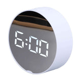Digital Mirror Clock Alarm White Big Round Screen Easy to Read Portable LED Clock for Office Bedroom Travel In Australia - Darrahopens