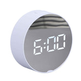 Digital Mirror Clock Alarm White Big Round Screen Easy to Read Portable LED Clock for Office Bedroom Travel In Australia - Darrahopens