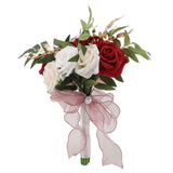 Wedding Bouquets Silk Plastic Realistic Romantic Hand Bouquet for Valentine's Day Party Church Burgundy And White In Australia - Darrahopens