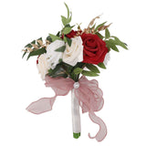 Wedding Bouquets Silk Plastic Realistic Romantic Hand Bouquet for Valentine's Day Party Church Burgundy And White In Australia - Darrahopens