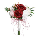 Wedding Bouquets Silk Plastic Realistic Romantic Hand Bouquet for Valentine's Day Party Church Burgundy And White In Australia - Darrahopens