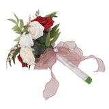Wedding Bouquets Silk Plastic Realistic Romantic Hand Bouquet for Valentine's Day Party Church Burgundy And White