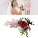 Wedding Bouquets Silk Plastic Realistic Romantic Hand Bouquet for Valentine's Day Party Church Burgundy And White