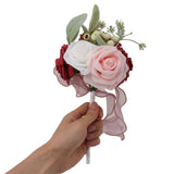 Romantic Rose Bridal Wedding Bouquet Artificial Silk Flowers Fake Flowers Bridesmaid Bouquet Home Party Decoration Rose Red