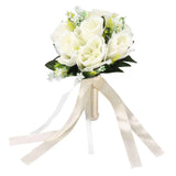 Wedding Bouquets Silk and Plastic Romantic Exquisite Comfortable Handle Beautiful Bridal Bouquet for Home Decoration Milky White In Australia - Darrahopens