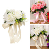 Wedding Bouquets Silk and Plastic Romantic Exquisite Comfortable Handle Beautiful Bridal Bouquet for Home Decoration Milky White
