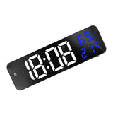 Mirror Large Digital LED Clock Home Electronic Alarm Clock Large Screen Plug in Clock Wall Mounted White and Blue