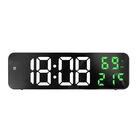 Mirror Large Digital LED Clock Home Electronic Alarm Clock Large Screen Plug in Clock Wall Mounted White and Green In Australia - Darrahopens