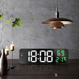 Mirror Large Digital LED Clock Home Electronic Alarm Clock Large Screen Plug in Clock Wall Mounted White and Green In Australia - Darrahopens