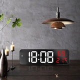Mirror Large Digital LED Clock Home Electronic Alarm Clock Large Screen Plug in Clock Wall Mounted White and Red