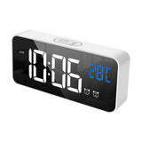 LED Alarm Electric Clock Multifunctional Exquisite Mirrored Surface Silent Bedside Clock for Home Bedroom Office Decor White In Australia - Darrahopens