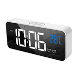 LED Alarm Electric Clock Multifunctional Exquisite Mirrored Surface Silent Bedside Clock for Home Bedroom Office Decor White In Australia - Darrahopens
