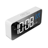 LED Alarm Electric Clock Multifunctional Exquisite Mirrored Surface Silent Bedside Clock for Home Bedroom Office Decor White In Australia - Darrahopens