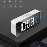 LED Alarm Electric Clock Multifunctional Exquisite Mirrored Surface Silent Bedside Clock for Home Bedroom Office Decor White In Australia - Darrahopens