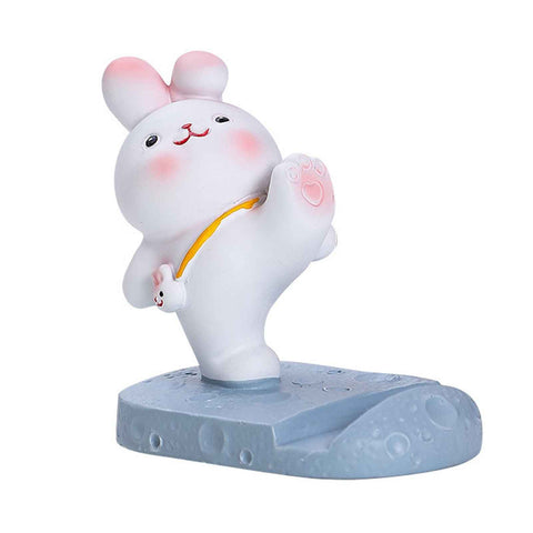 Cute Rabbit Cell Phone Stand Cartoon Resin Bunny Phone Holder Desk for Student Room Decoration Kicking In Australia - Darrahopens