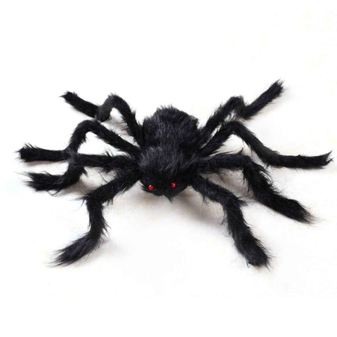 Giant Fake Spider Lifelike Halloween Posable Black Soft Hairy Fake Spiders Scary Decorations for Yard Home 90cm