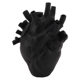 Heart Shaped Vase Decorative Modern Resin Exquisite Planter Pot for Home Office Bedroom Wedding Black