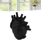 Heart Shaped Vase Decorative Modern Resin Exquisite Planter Pot for Home Office Bedroom Wedding Black