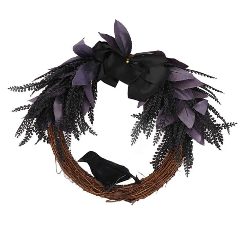 Halloween Wreath Bowknot Crow Garland Decoration Home Door Hallway Hanging Wreath In Australia - Darrahopens