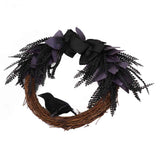 Halloween Wreath Bowknot Crow Garland Decoration Home Door Hallway Hanging Wreath In Australia - Darrahopens