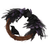 Halloween Wreath Bowknot Crow Garland Decoration Home Door Hallway Hanging Wreath In Australia - Darrahopens