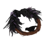 Halloween Wreath Bowknot Crow Garland Decoration Home Door Hallway Hanging Wreath In Australia - Darrahopens