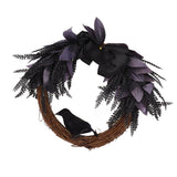 Halloween Wreath Bowknot Crow Garland Decoration Home Door Hallway Hanging Wreath
