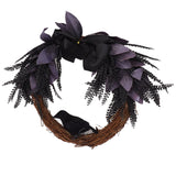 Halloween Wreath Bowknot Crow Garland Decoration Home Door Hallway Hanging Wreath