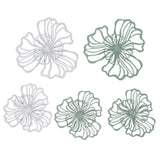 5PCS Metal Flower Wall Decor Iron Wall Art White Green 2 Layer Hollow Hanging Decor for Wall Living Room Office In Australia - Darrahopens