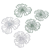 5PCS Metal Flower Wall Decor Iron Wall Art White Green 2 Layer Hollow Hanging Decor for Wall Living Room Office