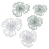 5PCS Metal Flower Wall Decor Iron Wall Art White Green 2 Layer Hollow Hanging Decor for Wall Living Room Office