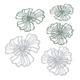 5PCS Metal Flower Wall Decor Iron Wall Art White Green 2 Layer Hollow Hanging Decor for Wall Living Room Office