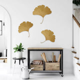 Ginkgo Biloba Hanging Decorations DIY Elegant Modern Fadeless Iron Metal Ginkgo Biloba Wall Art for Living Room Bedroom Dining Room Porch