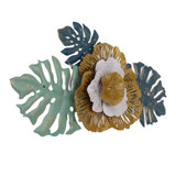 Iron Flower Wall Hanging Blue Modern Beautiful Metal Floral Wall Art Decor for Living Room Bedroom Dining Room