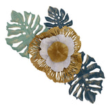 Iron Flower Wall Hanging Blue Modern Beautiful Metal Floral Wall Art Decor for Living Room Bedroom Dining Room