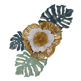 Iron Flower Wall Hanging Blue Modern Beautiful Metal Floral Wall Art Decor for Living Room Bedroom Dining Room
