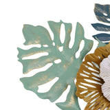 Iron Flower Wall Hanging Blue Modern Beautiful Metal Floral Wall Art Decor for Living Room Bedroom Dining Room