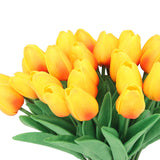 30pcs Artificial Tulips Flowers Innovative Simulation Hand Crafted PU Fake Tulips for Home Wedding Party Decor Sunset Red