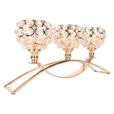 Crystal Candle Holder 3 Heads Windproof European Style Stable Durable Gold Candle Holder for Wedding Party New Year