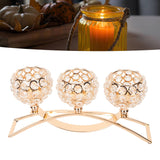 Crystal Candle Holder 3 Heads Windproof European Style Stable Durable Gold Candle Holder for Wedding Party New Year