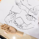Flexible Wooden Hand Model Moveable Wooden Artists Manikin Hand Figure Hand Model for Sketching Drawing Painting 7116A 0101 Left Hand Small