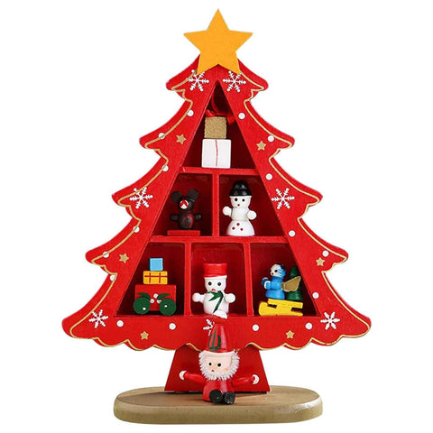 Tabletop Wooden Christmas Tree Exquisite Mini Conveniently Placed Desktop Christmas Tree Decor for Shopping Mall Hotel Christmas Decoration Red In Australia - Darrahopens