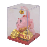Arm Waving Fortune Cat Solar Powered Light Induction Lucky Cat Decoration for Desks Windows Car Dashboards Pink Large In Australia - Darrahopens