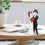 Skeleton Wedding Couple Statue Day of The Dead Dancing Skeleton Couple Halloween Romantic Wedding Bride Groom Figurine Resin